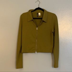 Green Collared Zip-Up Shirt